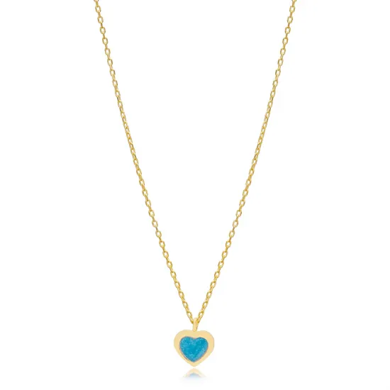 Blue Enamel Heart Sterling Silver Necklace