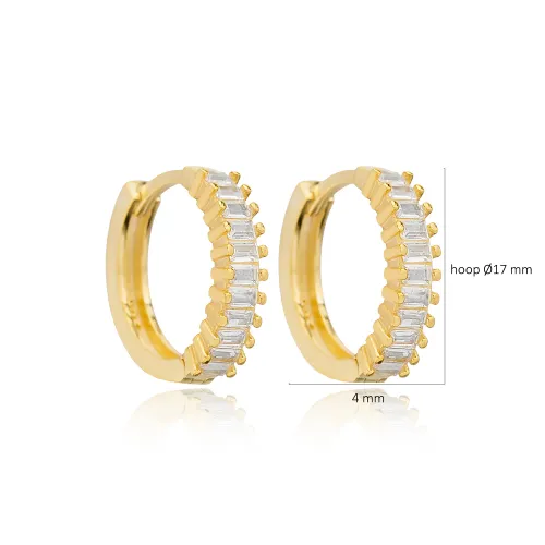 17mm Clear CZ Baguette Women Sterling Silver Earrings 17mm Clear CZ Baguette Women Sterling Silver Earrings