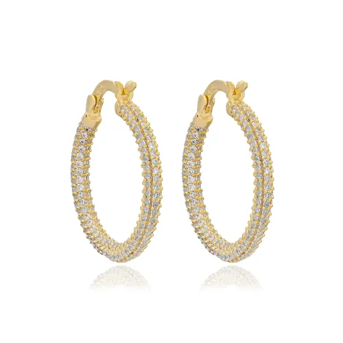 Shiny Zircon Stone Elegant Hoop Earrings Popular Wholesale 925 Sterling Silver Jewelry