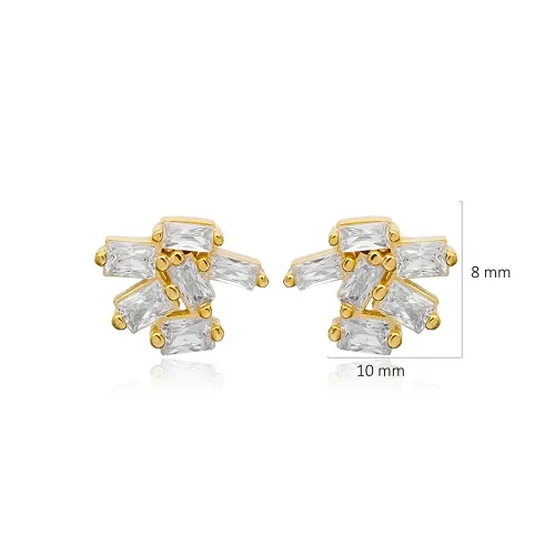 Tiny Cute CZ Baguette 925 Sterling Silver Earrings