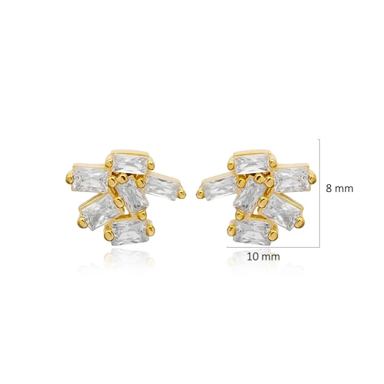 Tiny Cute CZ Baguette 925 Sterling Silver Earrings Tiny Cute CZ Baguette 925 Sterling Silver Earrings
