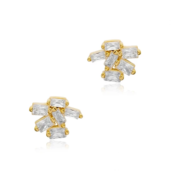 Tiny Cute CZ Baguette 925 Sterling Silver Earrings Tiny Cute CZ Baguette 925 Sterling Silver Earrings