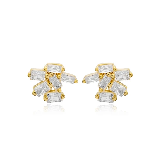 Tiny Cute CZ Baguette 925 Sterling Silver Earrings Tiny Cute CZ Baguette 925 Sterling Silver Earrings