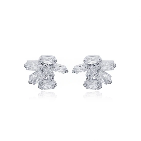 Tiny Cute CZ Baguette 925 Sterling Silver Earrings Tiny Cute CZ Baguette 925 Sterling Silver Earrings