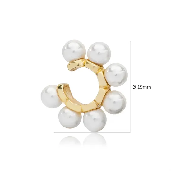 Dainty Pearl Stone Single Cuff Earring Handmade Turkish 925 Sterling Silver Jewelry Dainty Pearl Stone Single Cuff Earring Handmade Turkish 925 Sterling Silver Jewelry