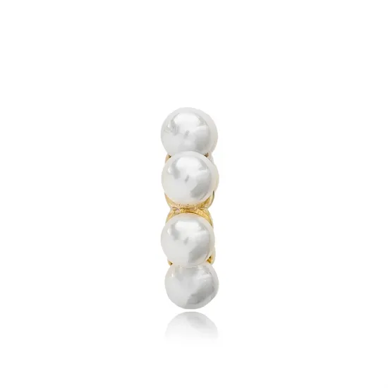 Dainty Pearl Stone Single Cuff Earring Handmade Turkish 925 Sterling Silver Jewelry Dainty Pearl Stone Single Cuff Earring Handmade Turkish 925 Sterling Silver Jewelry