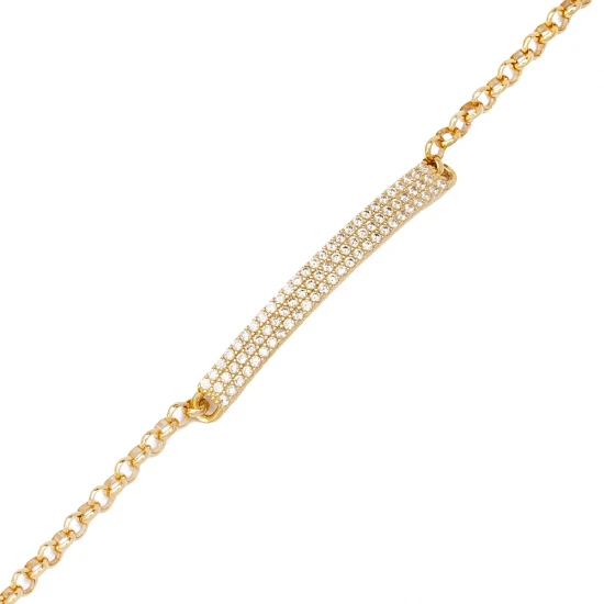 Handcrafted Tag CZ 925 Sterling Silver Bracelet