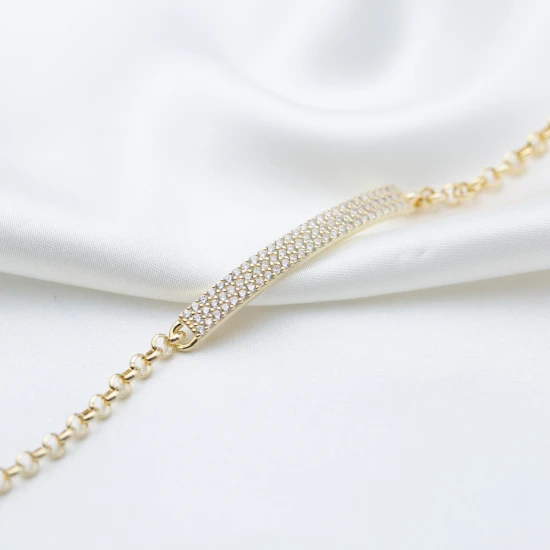 Handcrafted Tag CZ 925 Sterling Silver Bracelet