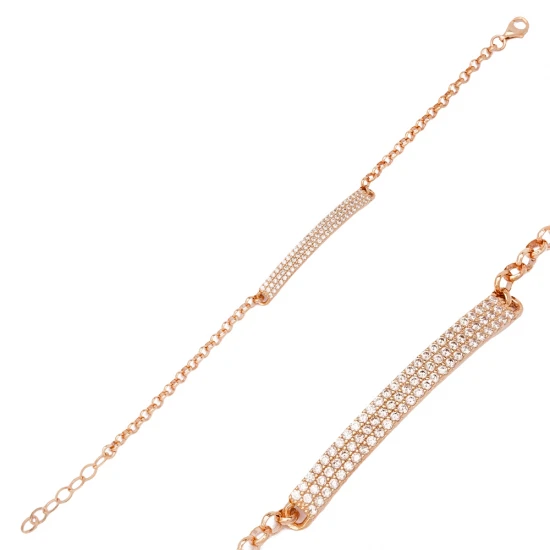 Handcrafted Tag CZ 925 Sterling Silver Bracelet