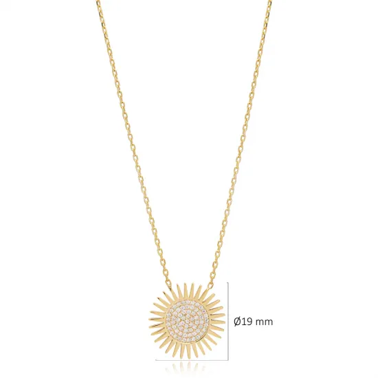 Dainty Sun Design Round Zircon Stone Charm Pendant Wholesale 925 Sterling Silver Jewelry Dainty Sun Design Round Zircon Stone Charm Pendant Wholesale 925 Sterling Silver Jewelry