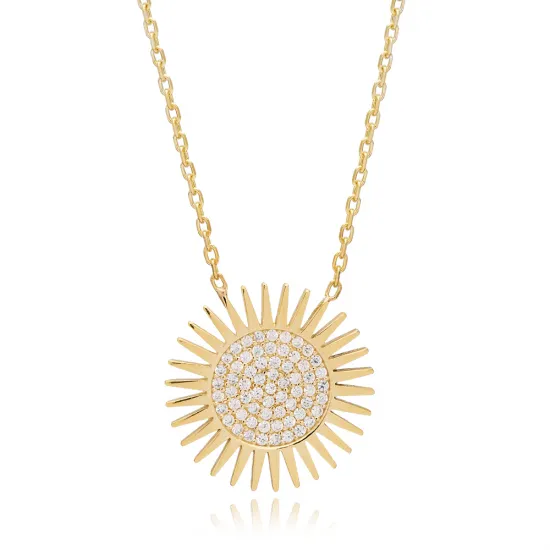 Dainty Sun Design Round Zircon Stone Charm Pendant Wholesale 925 Sterling Silver Jewelry Dainty Sun Design Round Zircon Stone Charm Pendant Wholesale 925 Sterling Silver Jewelry