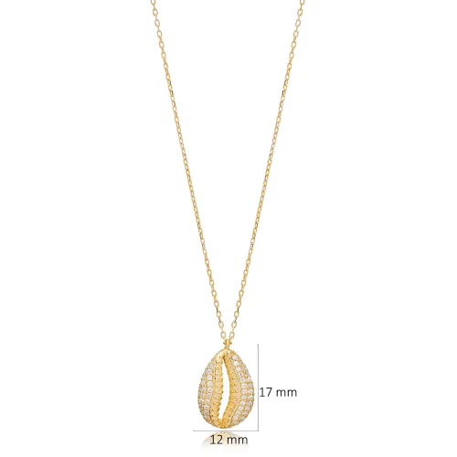 Dainty Seashell CZ 925 Sterling Silver Pendant