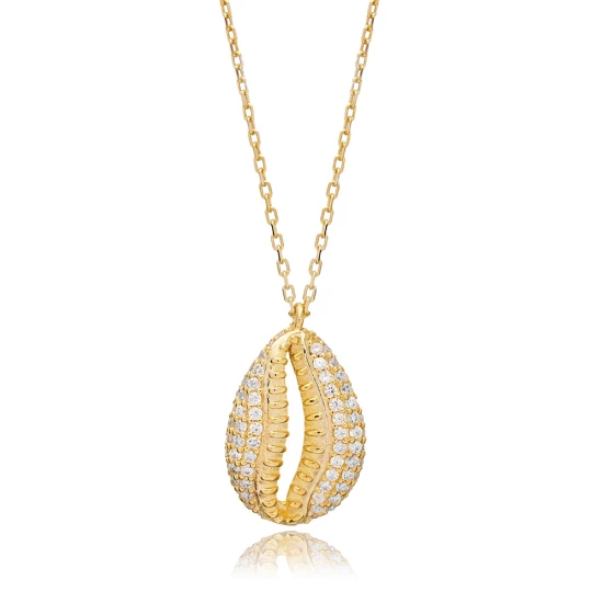 Dainty Seashell CZ 925 Sterling Silver Pendant