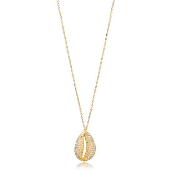 Dainty Seashell CZ 925 Sterling Silver Pendant