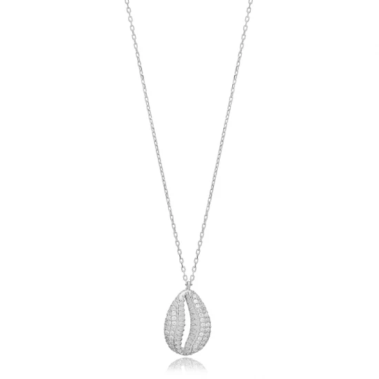 Dainty Seashell CZ 925 Sterling Silver Pendant
