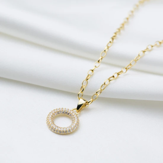 Hollow CZ Pendant in 925 Sterling Silver