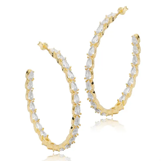 Elegant Hoop Shiny Zircon Stone Earrings Popular Wholesale 925 Sterling Silver Jewelry Elegant Hoop Shiny Zircon Stone Earrings Popular Wholesale 925 Sterling Silver Jewelry