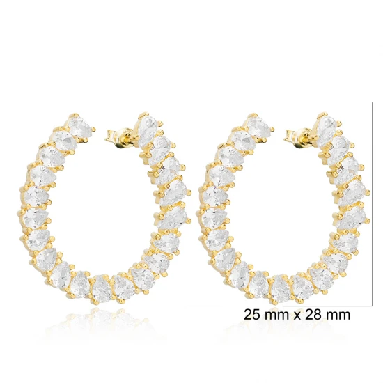 Turkish Clear CZ 925 Sterling Silver Earrings Turkish Clear CZ 925 Sterling Silver Earrings