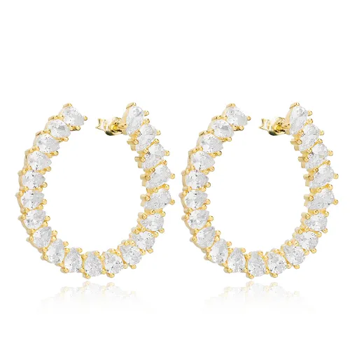 Hoop Clear Zircon Stone 925 Stud Earrings