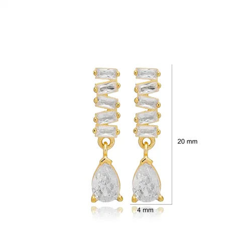 Shiny Baguette Stone 925 Stud Earrings Shiny Baguette Stone 925 Stud Earrings