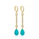 Turquoise Mallorca Pearl Drop Long 925 Silver Earrings