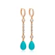 Turquoise Mallorca Pearl Drop Long 925 Silver Earrings