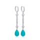 Turquoise Mallorca Pearl Drop Long 925 Silver Earrings