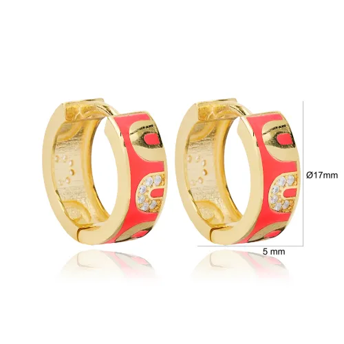 Dainty Red Enamel CZ 925 Sterling Silver Earrings
