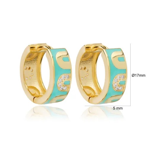 Dainty Turquoise Enamel CZ 925 Sterling Silver Earrings