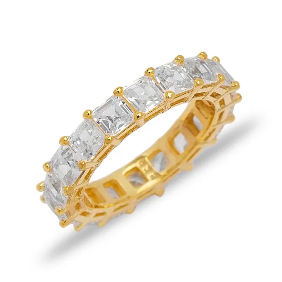 Shiny Square CZ Cluster 925 Sterling Silver Ring