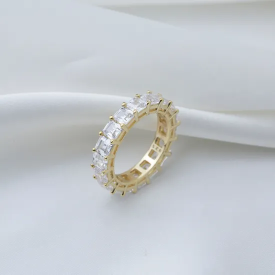 Shiny Square CZ Cluster 925 Sterling Silver Ring