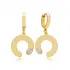 Half Circle Clear CZ Dangle Textured Silver Earrings