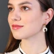 Half Circle Emerald Dangle Textured 925 Silver Earrings - Sade 925 Silver Jewelry
