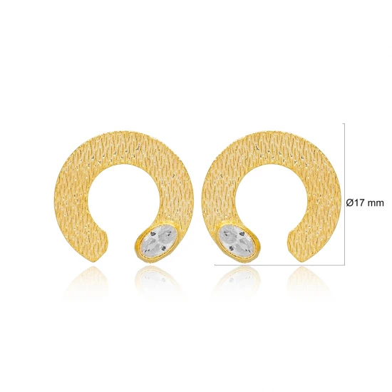 Half Circle White CZ 925 Sterling Silver Earrings Half Circle White CZ 925 Sterling Silver Earrings
