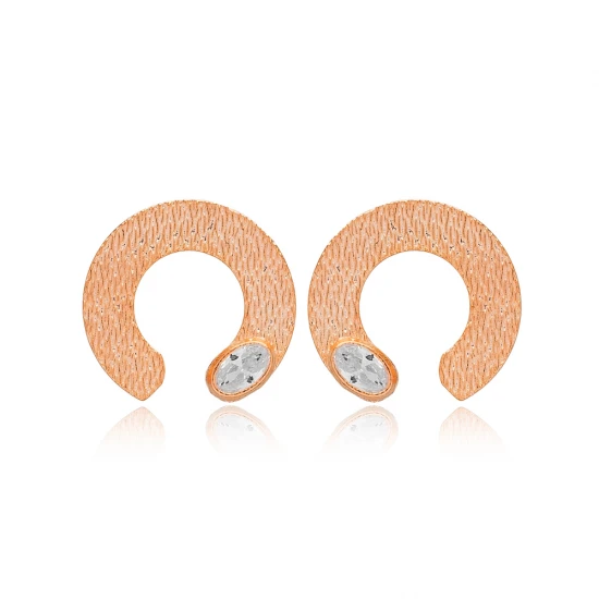 Half Circle White CZ 925 Sterling Silver Earrings Half Circle White CZ 925 Sterling Silver Earrings