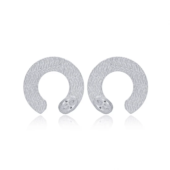 Half Circle White CZ 925 Sterling Silver Earrings Half Circle White CZ 925 Sterling Silver Earrings