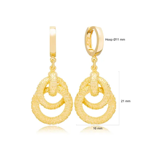 Textured Double Oval Hoop 925 Sterling Silver Earrings