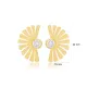 CZ Stone Fan Shaped Dainty Stud Earrings CZ Stone Fan Shaped Dainty Stud Earrings