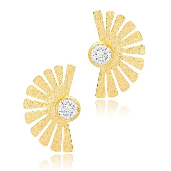CZ Stone Fan Shaped Dainty Stud Earrings CZ Stone Fan Shaped Dainty Stud Earrings