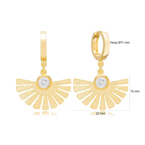 Fan Shaped Dangle Clear CZ 925 Sterling Silver Earrings