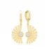 Stylish Fan Dangle Clear CZ Sterling Silver Earrings