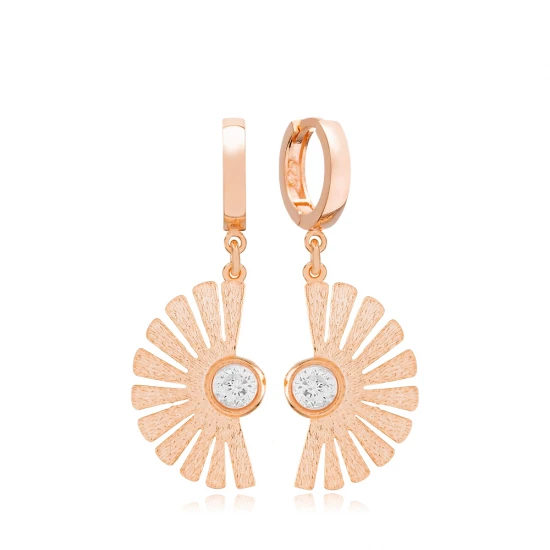 Stylish Fan Dangle Clear CZ Sterling Silver Earrings Stylish Fan Dangle Clear CZ Sterling Silver Earrings