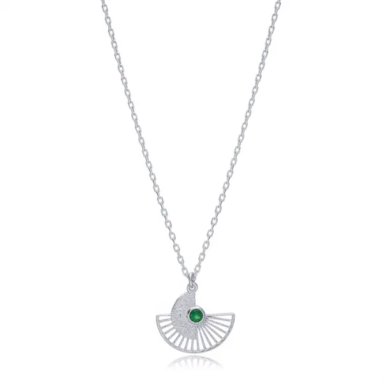 Fan Shaped Emerald 925 Sterling Silver Pendant Fan Shaped Emerald 925 Sterling Silver Pendant