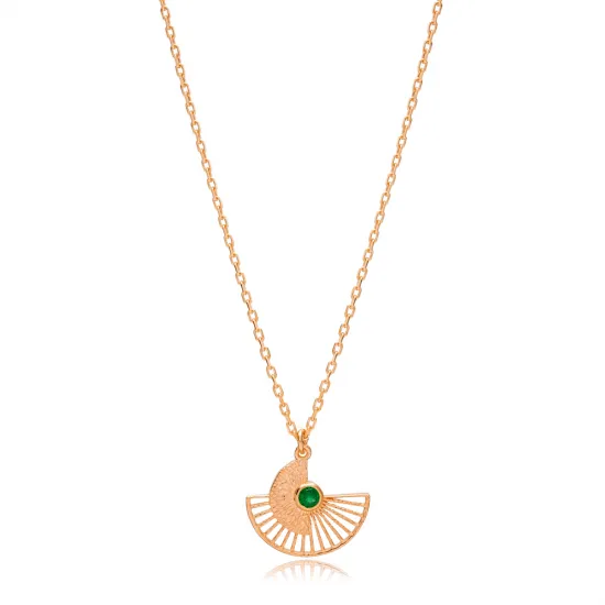 Fan Shaped Emerald 925 Sterling Silver Pendant Fan Shaped Emerald 925 Sterling Silver Pendant
