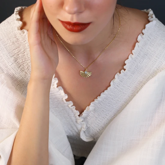 New Trend Fan Clear CZ 925 Sterling Silver Necklace