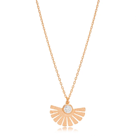 New Trend Fan Clear CZ 925 Sterling Silver Necklace