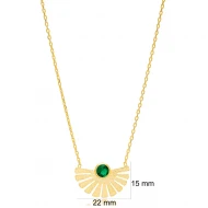 Emerald Fan Shaped 925 Sterling Silver Necklace