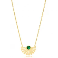 Emerald Fan Shaped 925 Sterling Silver Necklace