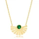 Emerald Fan Shaped 925 Sterling Silver Necklace Emerald Fan Shaped 925 Sterling Silver Necklace