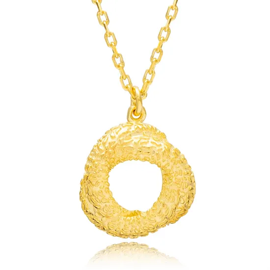Textured Minimalist Round Shape 925 Silver Necklace - Sade 925 Silver Jewelry